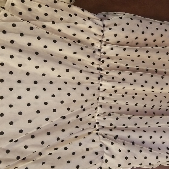 Dotted Darling Mini Dress Blush Pink Black Sz 4 Hole Read Vintage Inspired Retro - Picture 7 of 8